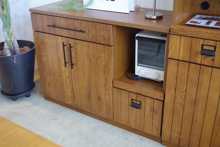 KI-1805 幅115cm・天然木オーク製キッチンカウンター（日本製・完成品